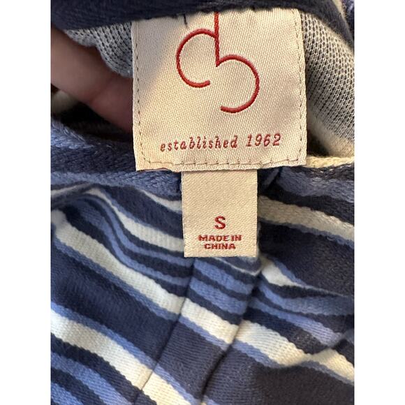 DB Blue and Ivory Striped Front Zip Front Pockets Cotton Jacket Size Small - Picture 3 of 11